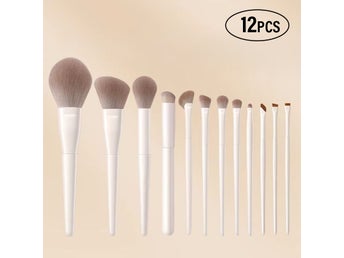12pcs proffessionella vita sminkborstar ögonskugga eyeliner foundation