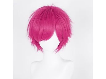 NY Mörkrosa/cerise peruk, ca 25 cm lång - cosplay, anime, kawaii