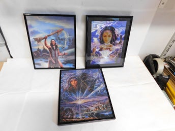 Native Indian Bilder I Ram Parti om 3 Olika Motive ( nr 3 )