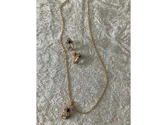 Snygg Strass Halsband med Örhänge