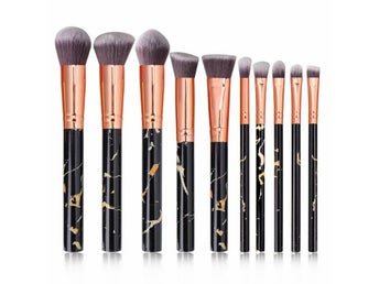 10 Pcs syntetiska marmor sminkborstar kabuki foundation blandning rouge