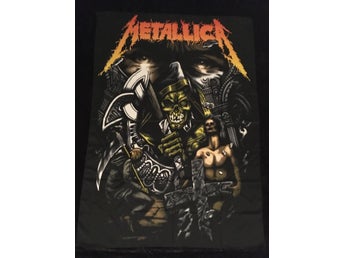 METALLICA - ORANGE LOGO SKULL. Poster flagga Big size 137x98cm Samlarobjekt
