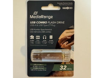 32GB USB-minne med både USB-A och USB-C. MediaRange - USB 3.0