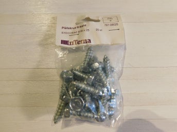 Plåtskruv 6 Kant Elförzinkad B 16x25 ( 20 st ) Svensk Tillverkad