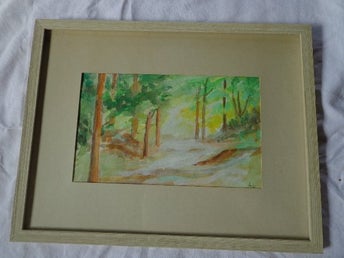 Akvarell, Skog, Signatur AL