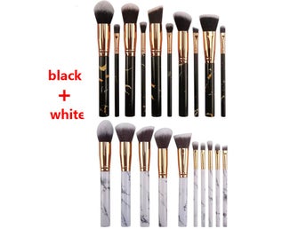 10 Pcs premium marmor kabuki borstset syntetisk foundation blandning puder