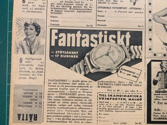 Diverse retro- klockannonser från 1953