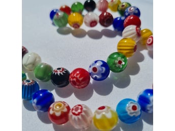 FRI FRAKT! 30 st. Italienska mkt fina handgjorda glaspärlor, Millefiori. DIY