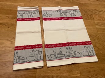 2 st Kökshanddukar med frukostmotiv [Nyskick]
