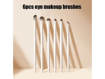6pcs naturliga ögonsminkborstar detalj ögonskugga vit ultramjuk eyeliner
