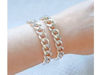 2 pansarlänksarmband i klassisk stil, silverplätering - NYSKICK!