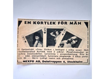 Utklippt Annons Kortlek för män år 1955