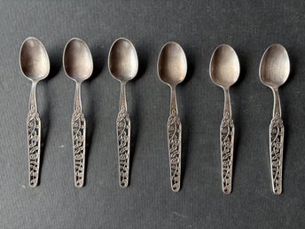 Kaffeskedar/Mockaskedar i äkta silver Rosenranka GAB