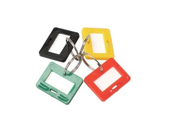 Nyckelring med namnbricka [Rektangel] - Gul - 4-pack