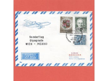 Österrike OS flygning Wien - Mexiko 28.9.1968 vinjett