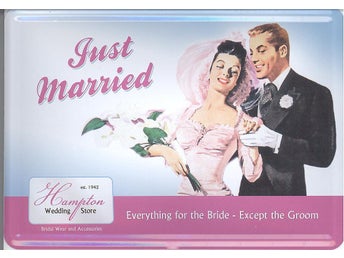 Just Married - Vykort i plåt