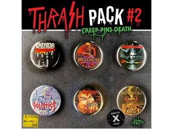 6 st Thrash Metal pins #2 (25 mm) * gratis porto *