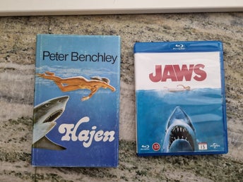 JAWS PETER BENCHLEY / HAJEN BOKEN SVENSKA + BLU-RAY FILM *RARE, UTGÅTT!*