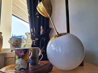 IKEA HÖLJES Taklampa | Opalglas & Mässing