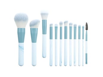 12pcs proffessionella mjuka portabla sminkborstar foundation rouge puder