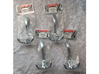 DUBBELKROK MED HATTKROK # STOR KROM # 4 ST # KLÄDKROK # HÄNGARE # METALL # NYA!