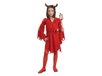 Röd Djävulsklänning Barn Maskeraddräkt Halloween storlek 92-104 Ny
