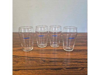4 retro ölglas från Pripps, 1900-tal, 11,5 cm höga
