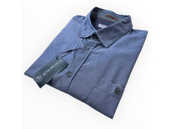 Ted Baker 6 Skjorta Herr UK Storlek 2XL Blå Ditsy Print Knapp Ficka Långärmad