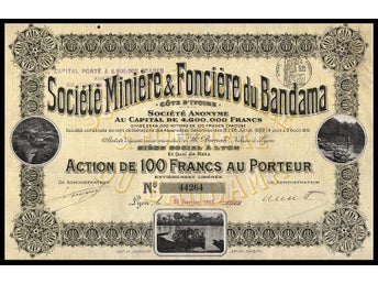 1912 Ivory Coast: Societe Miniere & Fonciere du Bandama