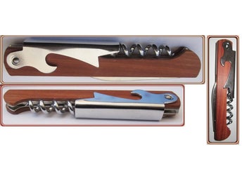 ELEGANT SLIM LINE CORKSCREW WOOD & METAL - MINT CONDITION