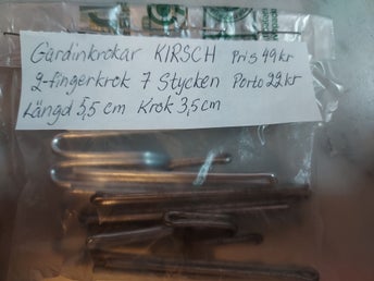 Gardinkrokar KIRSCH 2-fingerkrok 7 Stycken Längd 5,5 cm Kroklängd 3,5 cm