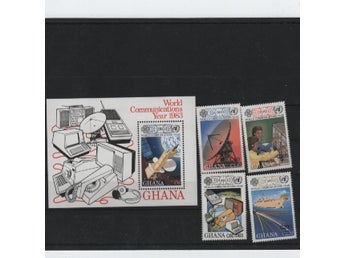 Ghana 1989 Världskommunikationsåret 4v + block övertryck nya valörer