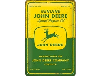 John Deere - Plåtskylt 20 x 30 cm.