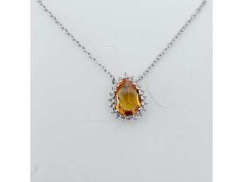 Halsband Citrin och Vit Topas