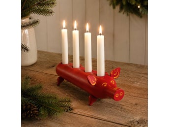 Adventsljusstake Ljusstake Gris Jul RETRO