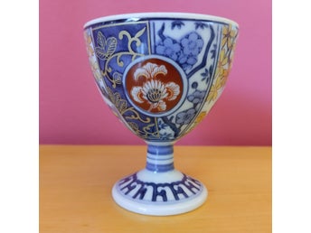 Vintage Japan Imari Polychrome porslin Sake Chalice kopp 3”