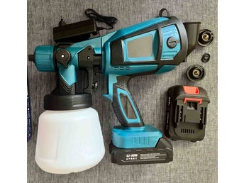 200 ml/min bärbar färgspruta med 2 batterier, sladdlös elektrisk sprutpistol