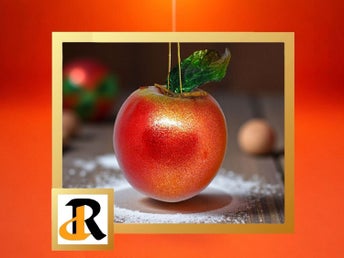 julgranskula i form av ett glittrande rött äpple med grönt blad, jul dekoration