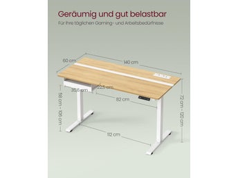 Höjdjusterbart elektriskt skrivbord, 60 x 140 x (72-120), med skärmst LSD184W01