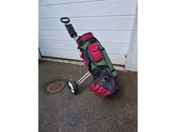 Grön golfbag med vagn
