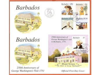 Barbados FDC George Washington 2.11.01 vinjett