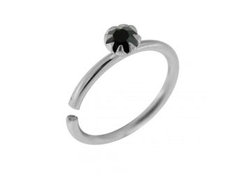 8 mm. Piercingring i 925 Sterling Silver med Svart CZ