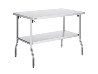 Folding Commercial Prep Table, 48 x 30 Inch Commercial Worktable Workstation