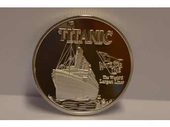 White Star Line - Titanic Reklam Mynt (Silver Plätering) Ny