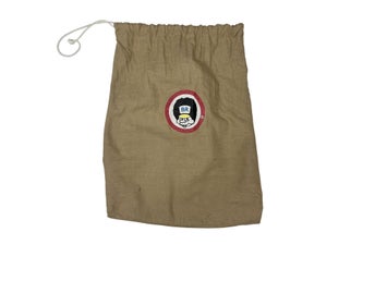 BR Retro Tygpåse Kulpåse Snörpåse Brun Bomull Logotyp Retro