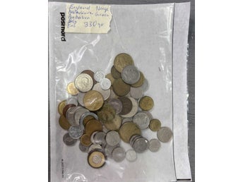 GAMLA MYNTER ENGLAND AUSTRALIEN NORGE 330 gram