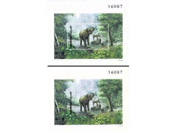 THAILAND 1991 Mi BL 36A-BL 36B ELEFANTER V 2 x MINIARK ** VÄRDE 165.
