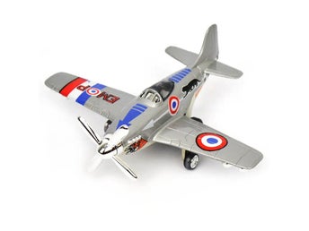 Flygplan Silver 14cm Spitfire Chief Pullback Hjul Öppningsbart Fönster Ny