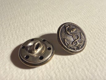 10 st vintageknappar, 20 mm, metall knappar, ankare, retro buttons, 1950-70-tal