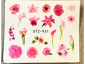 nail art stickers realistiska blommor gerbera nejlika rosa trend naglar design